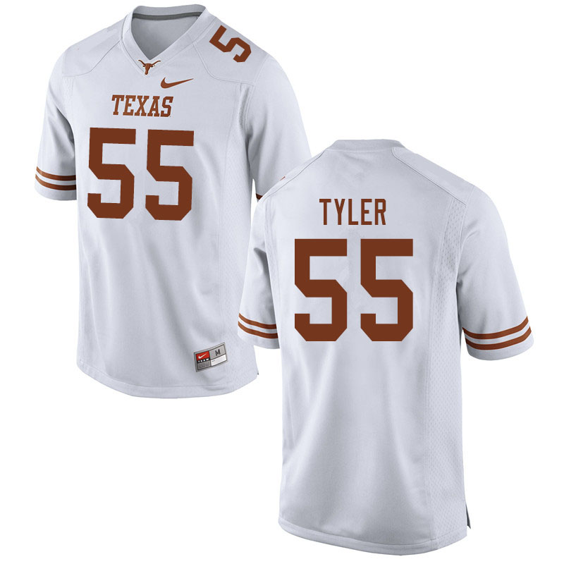 Men #55 Willie Tyler Texas Longhorns College Football Jerseys Sale-White